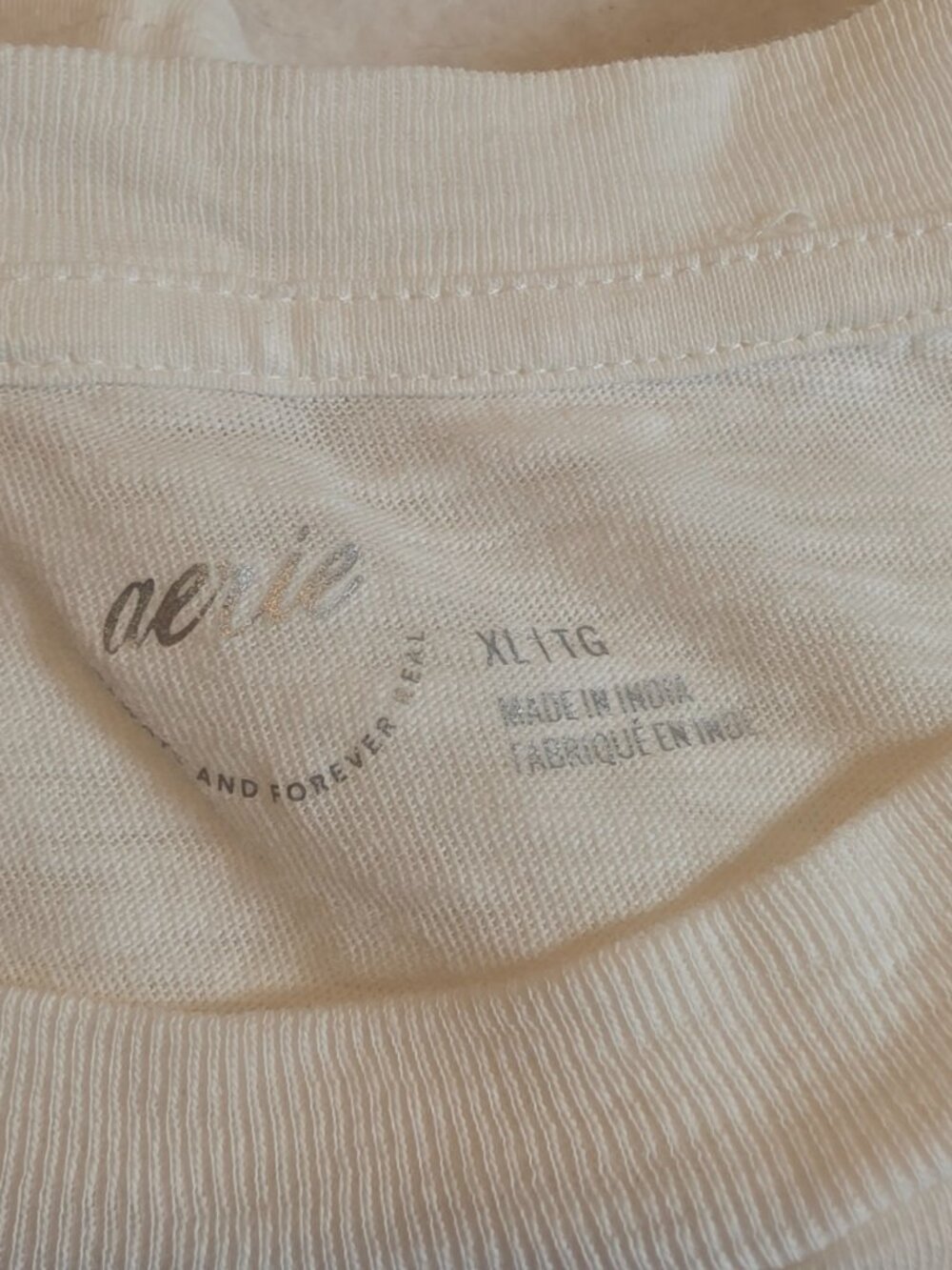 Aerie White Smocked T-Shirt Peplum Top XL NWT - Picture 3 of 14